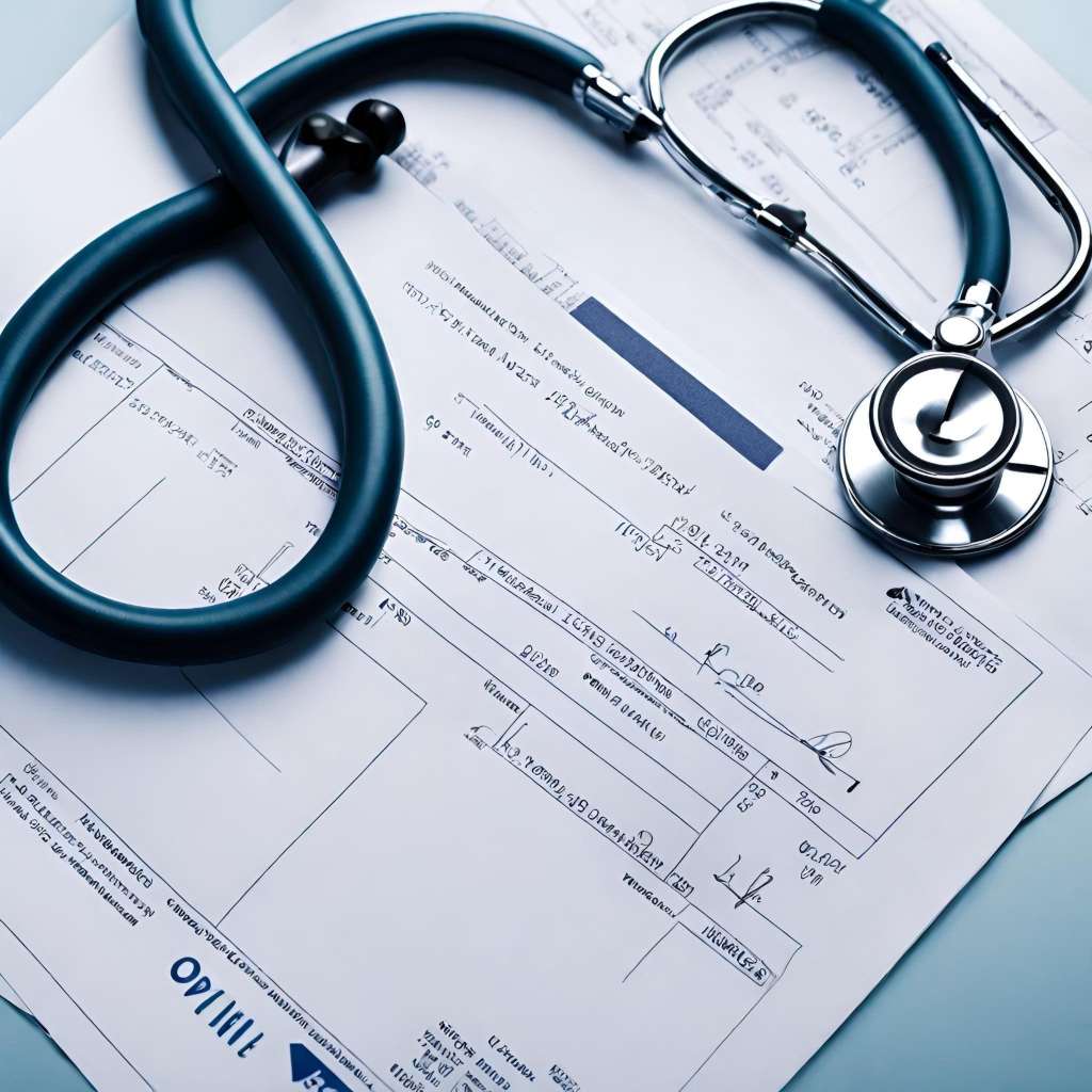 Medical Billing Process Illustration A stethoscope next to a medical invoice