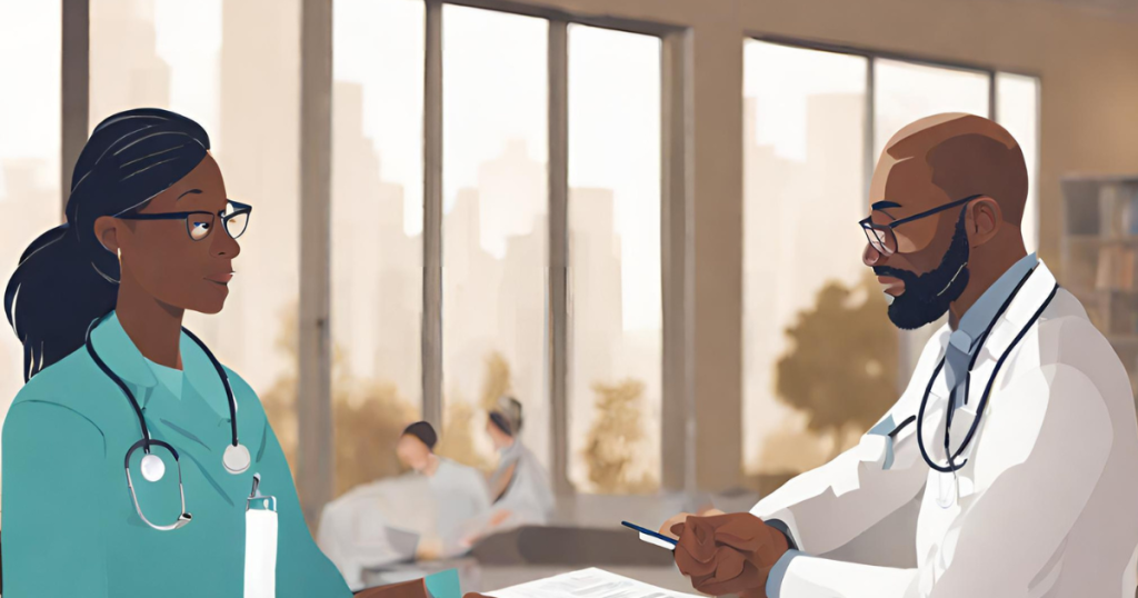 Empathetic Financial Counseling Healthcare professional engaging in a financial counseling session with a patient