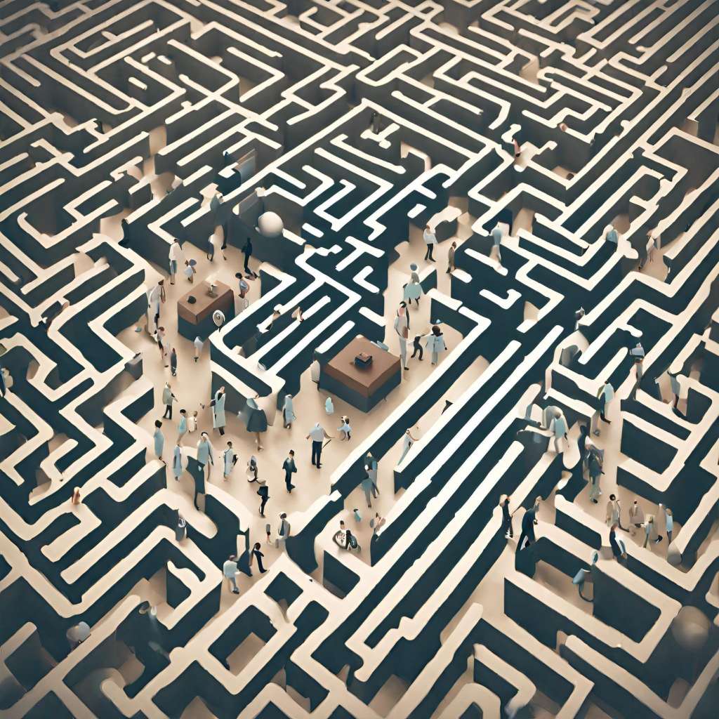 Insurance Maze Graphics Image depicting a maze with puzzled patients