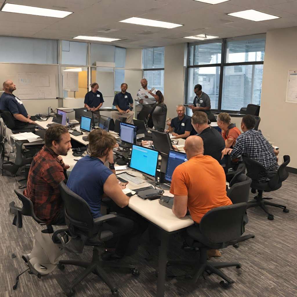 Team engaged in training and learning about the latest coding changes 