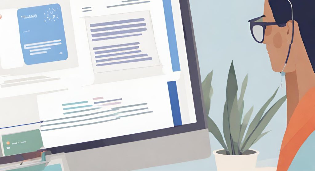 "Screenshot or illustration of an online learning platform, emphasizing the modern approach to training and education through digital means."