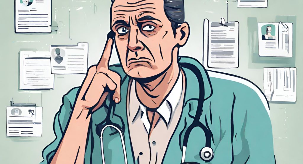 "Image of a patient looking confused or puzzled about medical billing, highlighting common misconceptions."