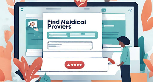 ("Initiating the Search: Find Medicaid Providers with a Search Bar") (Illustration of a search bar with the text 'Find Medicaid Providers,' symbolizing the initial step in the search process)