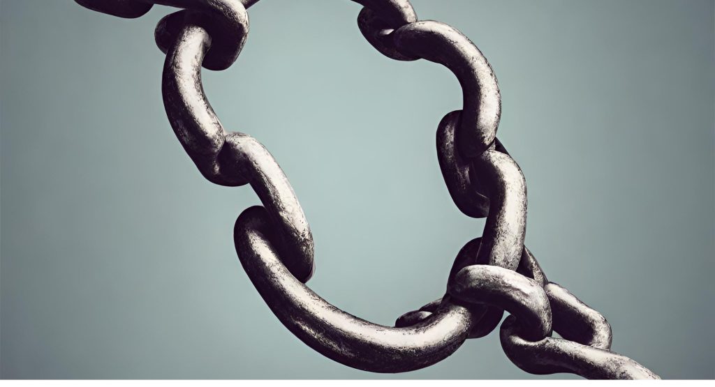 "Visual of a broken chain symbolizing disruptions and breakdowns in the payment posting workflow."