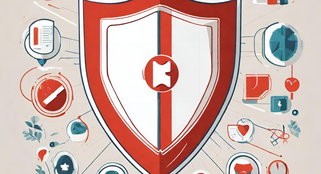 "Illustration of a protective shield symbolizing defense for individuals and the healthcare system."