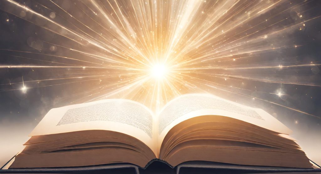 "Radiant Book of Knowledge: Education as an Empowering Force" "An open book radiating light, symbolizing knowledge and empowerment through education."