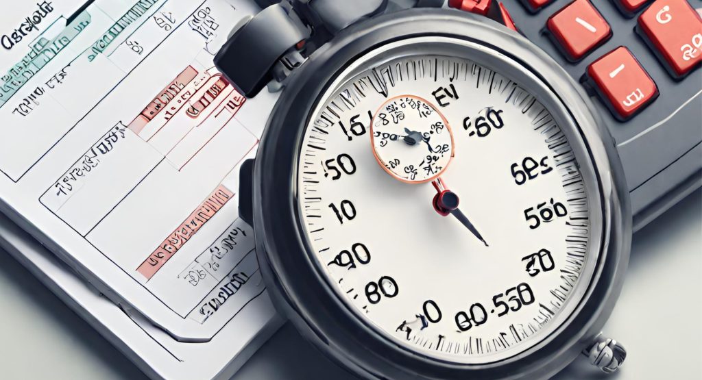 "Timely Cost Estimates: Balancing Speed and Accuracy with Stopwatch and Calculator" "Stopwatch and calculator symbolizing the need for both speed and accuracy in generating timely cost estimates."