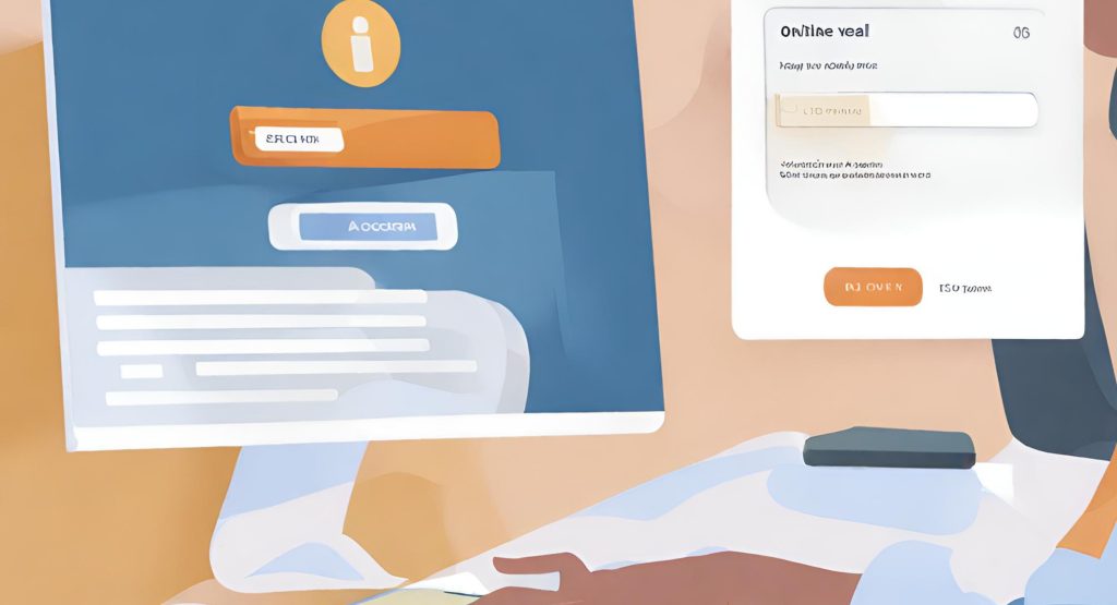 "Seamless Access: Digital Login Screen on Computer or Smartphone" "Computer or smartphone displaying a digital login screen for easy access to online portals."