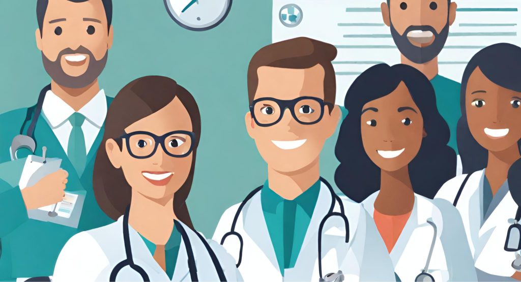 ("Medical billers collaborating with healthcare professionals and patient advocates to support patient advocacy.")