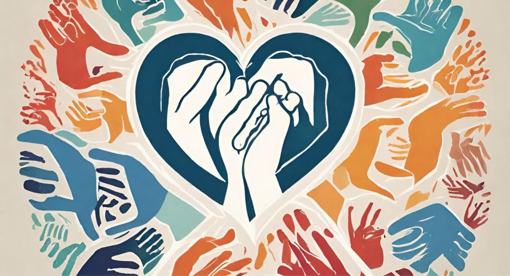  Image featuring empowering symbols, such as hands holding each other, symbolizing strength, unity, and empowerment in patient advocacy.