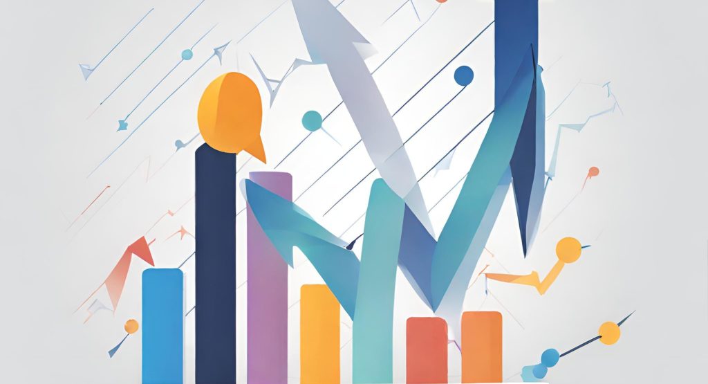 "Predictive Analytics in Action: Data Visualizations Forecasting Trends." "Graphs and data visualizations with upward arrows, symbolizing the predictive nature of analytics in forecasting trends."