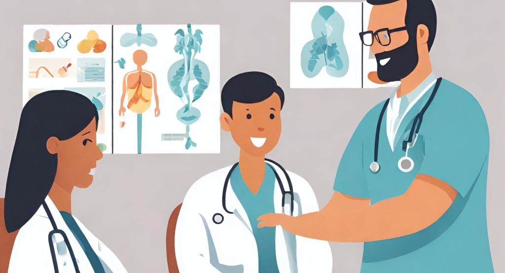 "Individualized Care: Doctor-Patient Discussion in Personalized Medicine." "Image of a doctor engaging in a personalized discussion with a patient, highlighting individualized treatment options."