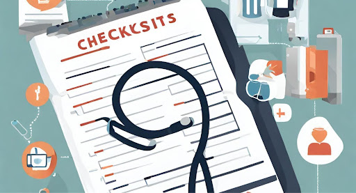 ("Best Practices - Organized Checklist for Healthcare Revenue Recognition") ("Checklist with healthcare icons, symbolizing organized best practices for healthcare revenue recognition.")