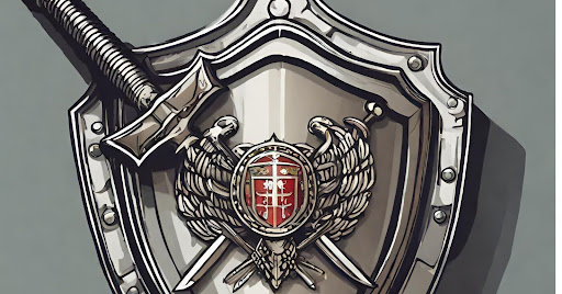 ("Image of a digital shield and sword symbolizing the proactive and defensive measures taken to mitigate cyber threats.")

