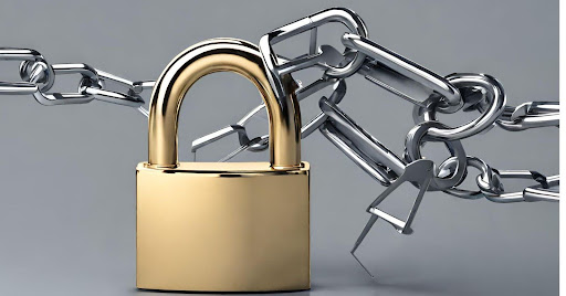 ("A broken padlock symbolizing the impact of cyber threats on a company's security.")
