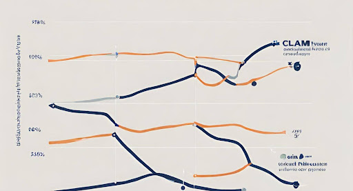 ("Line graph depicting the impact of payer-specific policies on first-pass claim acceptance rates over time.")