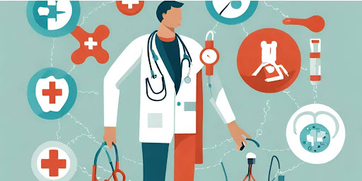 ("Balancing Act: Juggling Patient Autonomy and Medical Expertise in Healthcare Challenges") ("Representation of someone juggling medical tools and patient symbols, depicting the challenges faced by healthcare professionals in managing both aspects.")