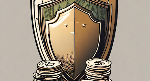 ("Illustration of a shield protecting money, representing measures to minimize revenue loss.")