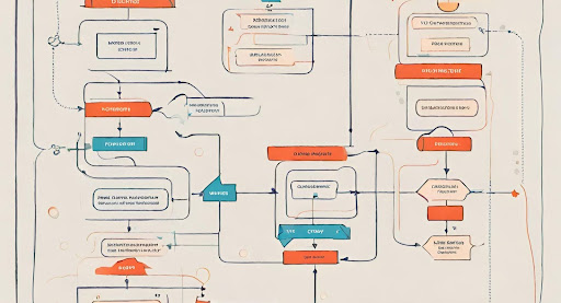("Illustration of a smooth and efficient workflow process flowchart with interconnected steps.")