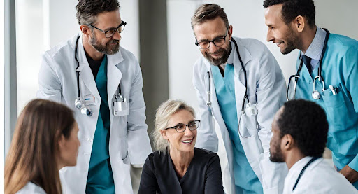 ("Healthcare professionals collaborating in a team meeting to discuss integrated patient care.")