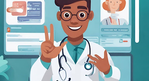 ("Thumbnail for an explainer video about patient payment portals, featuring a healthcare professional pointing to a computer screen displaying the portal interface.")