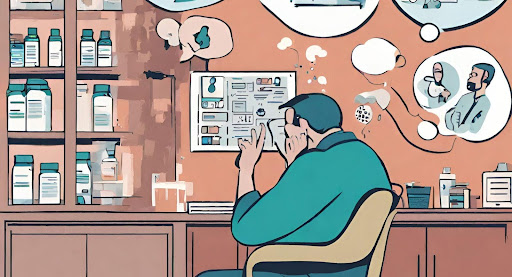 ("Assessing Health Needs Before Choosing Catastrophic Health Insurance") ("Person contemplating various healthcare scenarios, considering their health needs before choosing Catastrophic Health Insurance.")