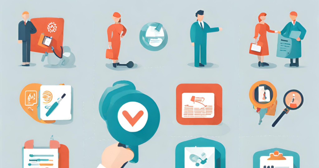 Key_Tips_Icons Icons or symbols representing key tips within the article, such as a magnifying glass for "Check your plan details" or a handshake for "Negotiating with Healthcare Providers