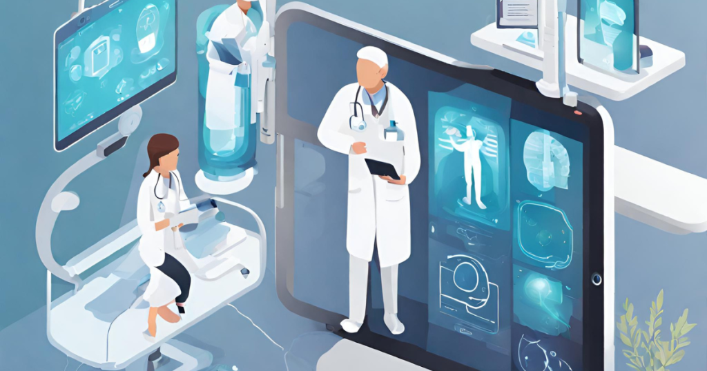 mages representing modern healthcare technologies, such as telemedicine, wearable devices, and personalized medicine, showcasing their transformative impact on managing pre-existing conditions