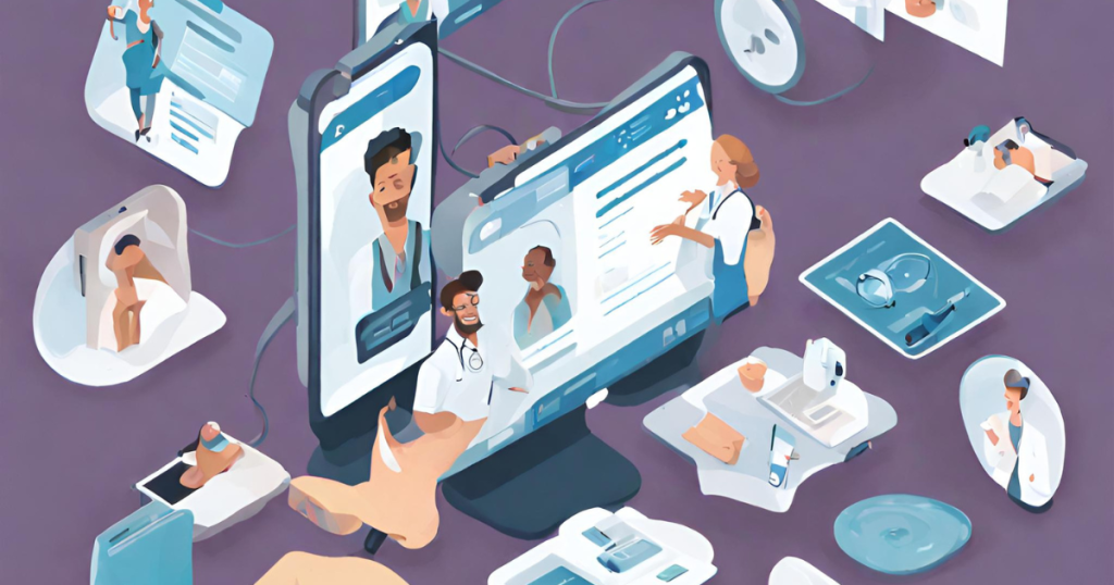 Telehealth_Options_Visual Visuals representing telehealth options within insurance coverage, showcasing the convenience of virtual consultations and their potential to reduce the need for out-of-network services.