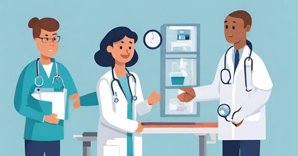 Professional images depicting healthcare professionals conducting routine check-ups and screenings, 