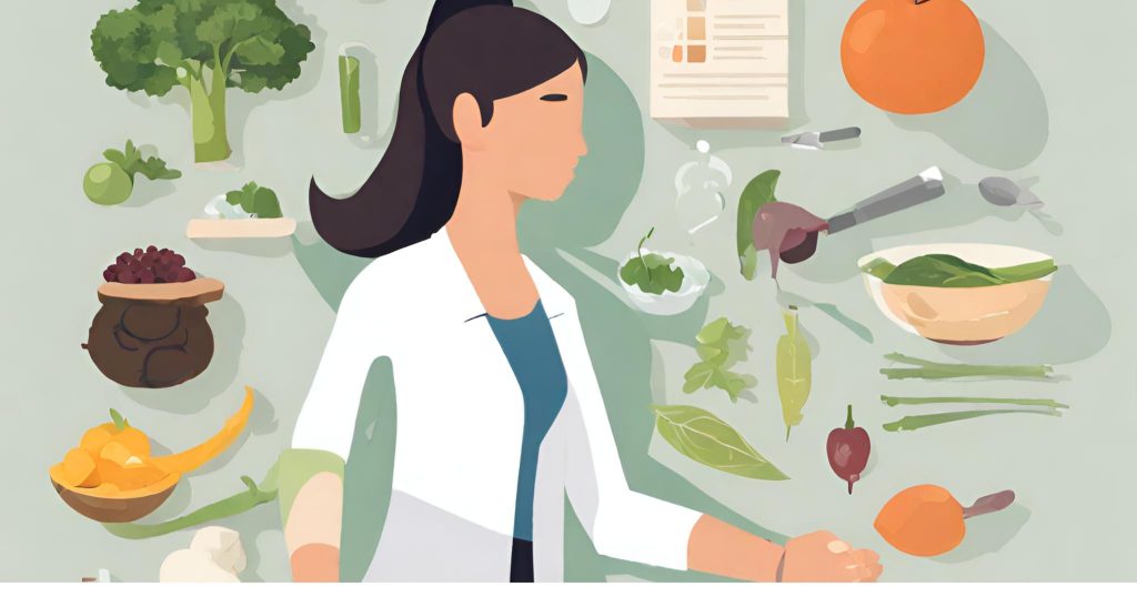 "Incorporating Healthy Lifestyle Choices into Daily Life" "Image of a person engaging in activities such as exercise, healthy cooking, and mindfulness practices, illustrating the integration of integrative medicine principles into daily life."