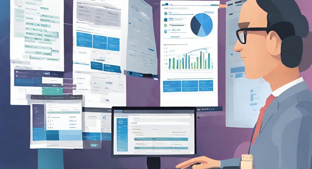 (Integrated Revenue Cycle Management System: Enhancing Efficiency in Healthcare") ("Image showing various components of revenue cycle management seamlessly integrated into a unified system, emphasizing efficiency and coordination in healthcare.")