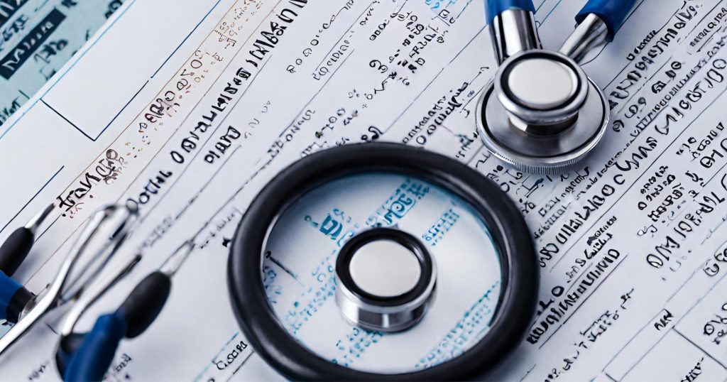  "Close-up of medical codes and documentation, highlighting the importance of accurate coding for billing purposes."