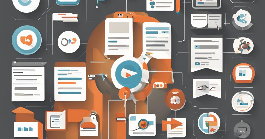 "Step-by-Step SEO Audit Flowchart for Comprehensive Website Analysis" "Flowchart detailing the step-by-step process of conducting an SEO audit, including keyword research, content analysis, and technical checkup, with arrows and icons."
