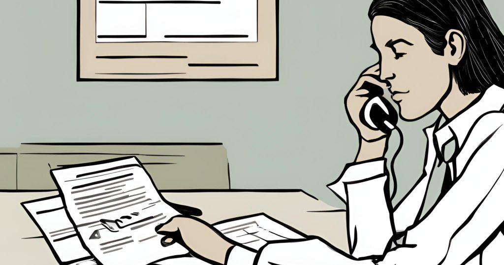  "Person filling out an appeal form or speaking with a representative on the phone to appeal a denied claim."