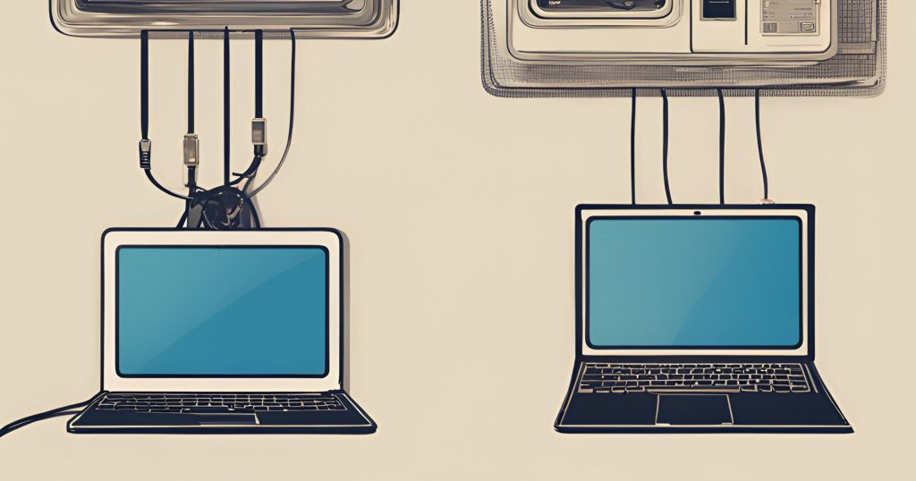 "Bridge the Digital Divide: Contrasting Technological Access" "Image contrasting advanced technology with modern devices and high-speed internet access on one side and outdated technology or lack of access on the other, symbolizing the digital gap between different communities."