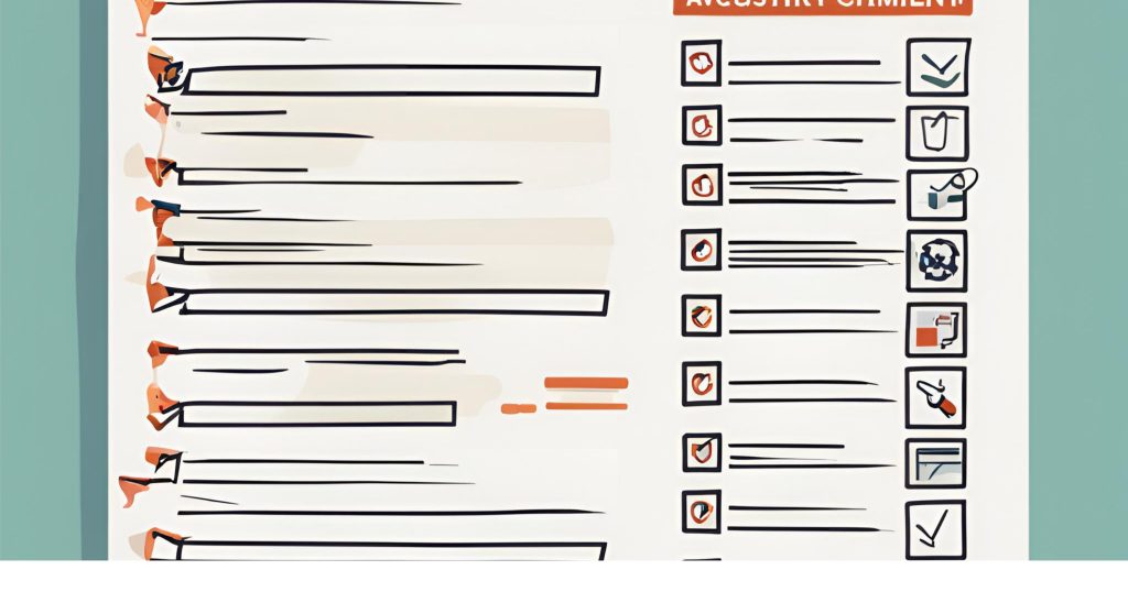: "Checklist with various regulatory requirements checked off, symbolizing regulatory compliance."